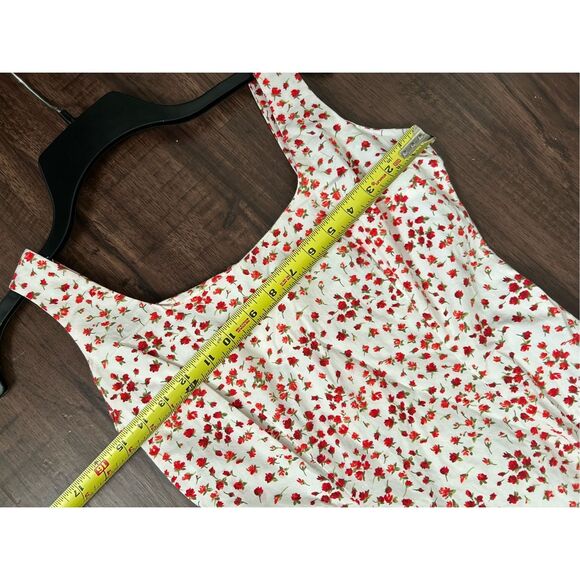 Moda International Red White Floral Ruffle Sleeveless Dress, Size 2 - Picture 5 of 10